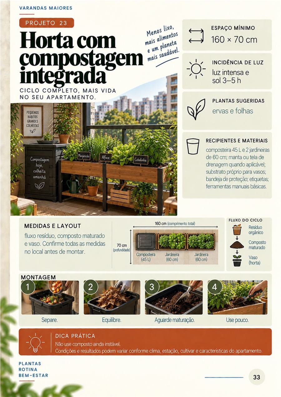 Horta com compostagem integrada